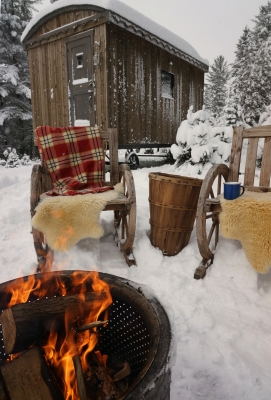 Kayak et cabana en hiver